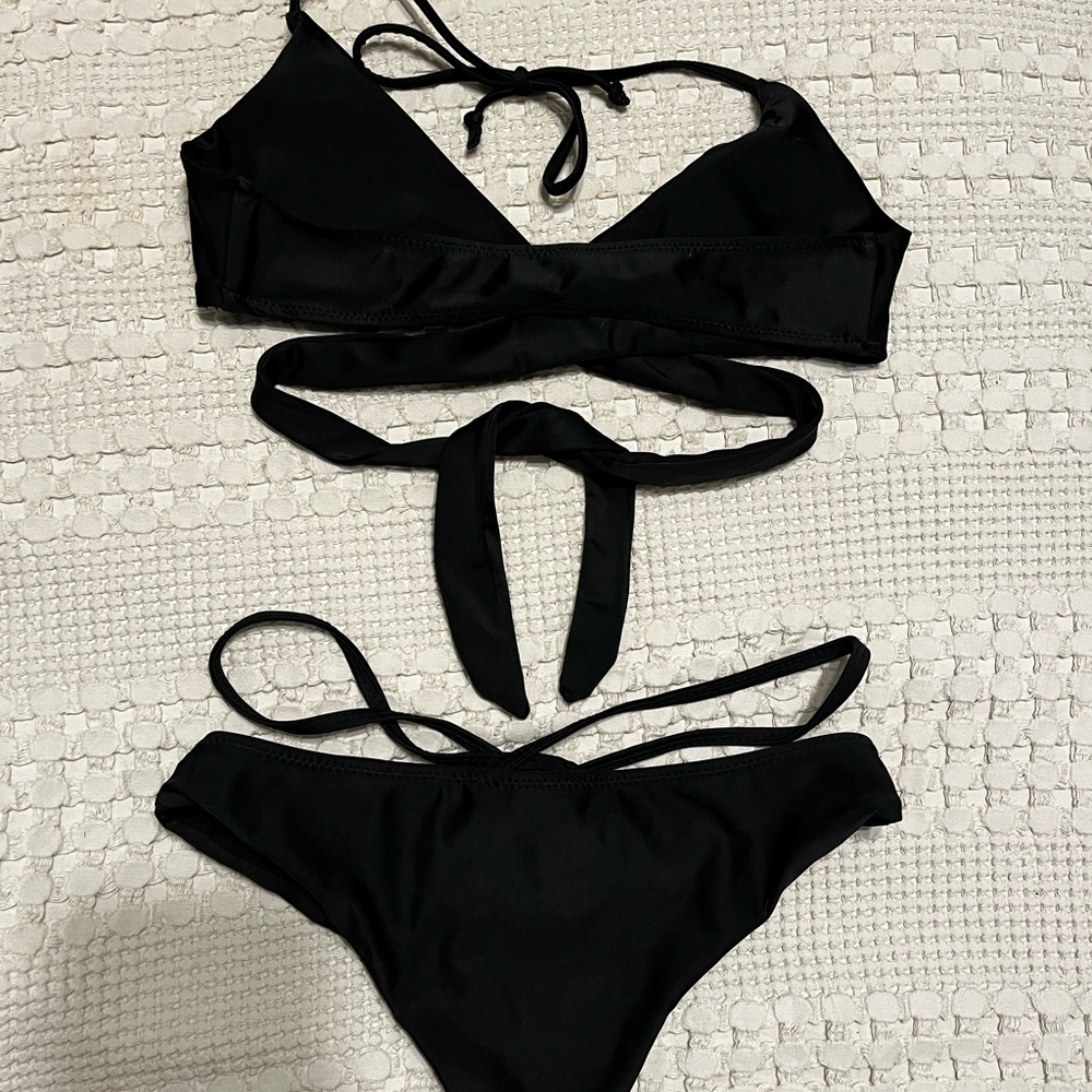 Black wrap top bikini